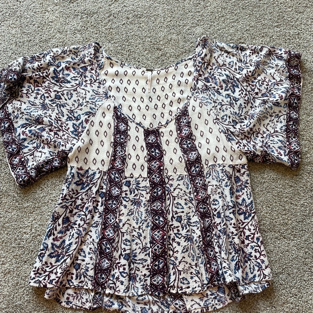 Womens Free People Floral Patterned Top- Size XS